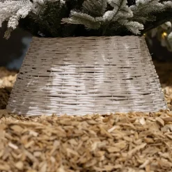Coprivaso per albero di Natale in vimini (D70 cm) Salice intrecciato Bianco