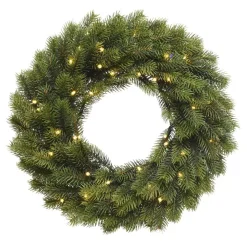 Corona di Natale luminosa Asarum D40 cm Bianco caldo