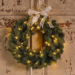 Corona di Natale luminosa Asarum D40 cm Bianco caldo
