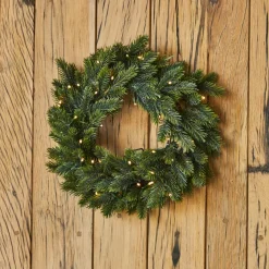 Corona di Natale luminosa (D50 cm) Grandis Verde e bianco caldo