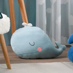 Cuscino balena per bambini (45 x 30 cm) Moby Blu
