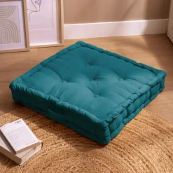 Cuscino da pavimento cotone (60 x 60 cm) Pixel Blu ottanio