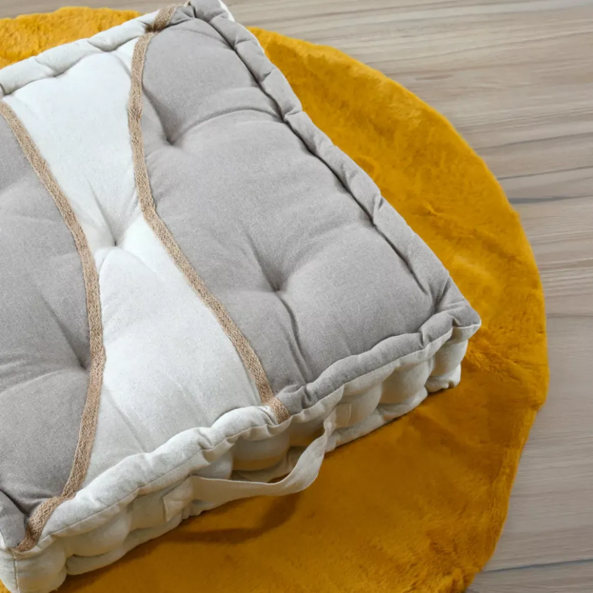 Cuscino da pavimento in cotone (45 x 45 cm) Blokken Grigio