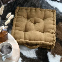 Cuscino da terra quadrato in velluto (45 x 45 cm) Dandy Camel