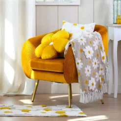 Cuscino fiore rotondo (40 cm) Camille Giallo