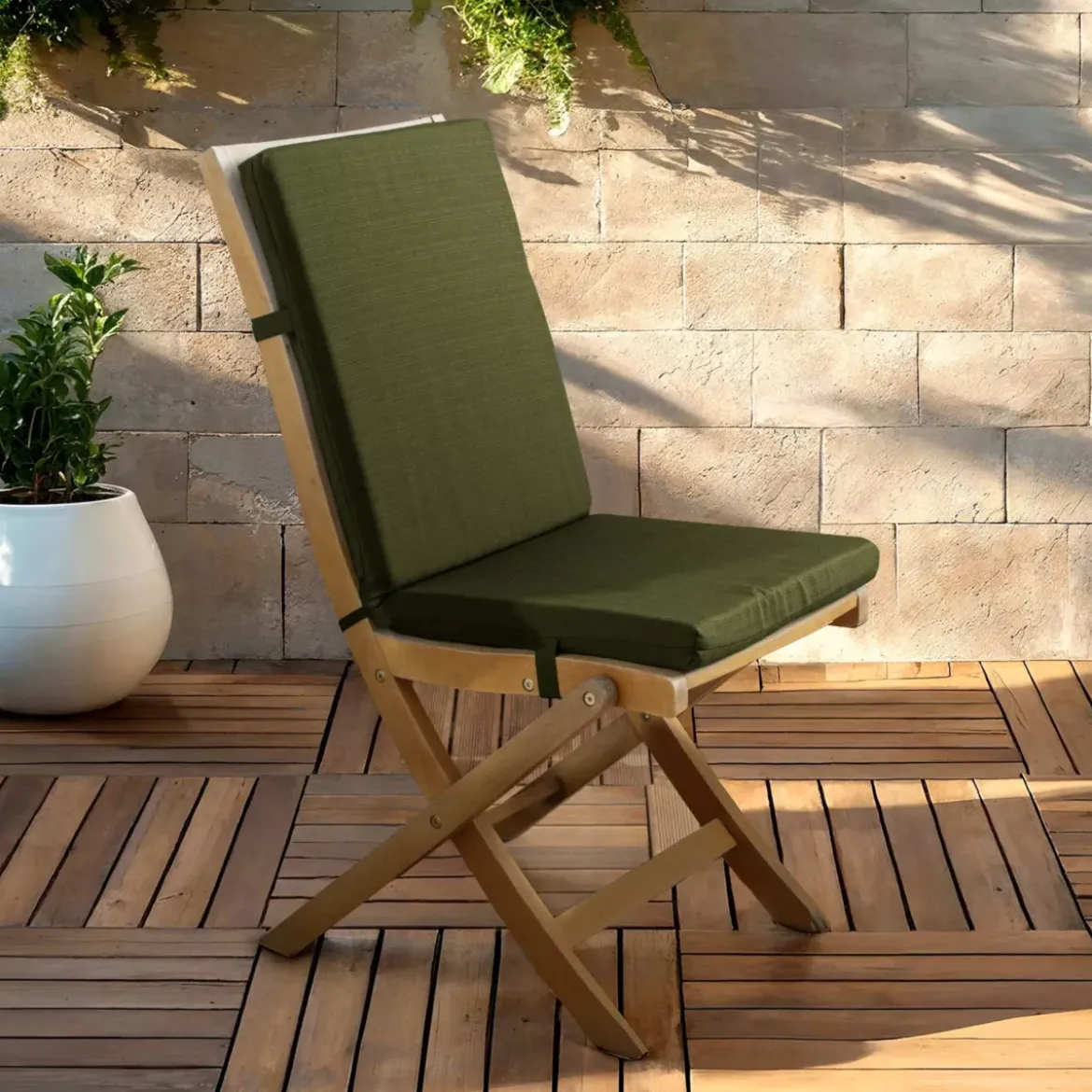 Cuscino per sedia da esterno con schienale (90 x 40 cm) Sunset Verde cachi