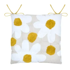 Cuscino per sedia quadrato in cotone (38 x 38 cm) Camille Giallo senape