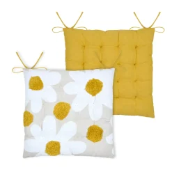 Cuscino per sedia quadrato in cotone (38 x 38 cm) Camille Giallo senape