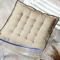 Cuscino per sedia quadrato in cotone (38 x 38 cm) Helios Ecru