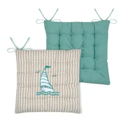 Cuscino per sedia quadrato in cotone (38 x 38 cm) Barbados Ecru