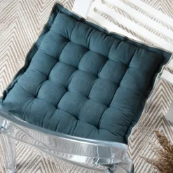 Cuscino per sedia quadrato in cotone (38 x 38 cm) Helios Blu