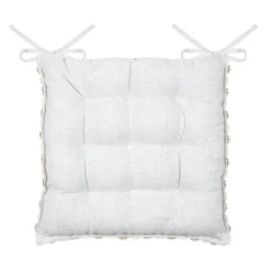 Cuscino per sedia quadrato in cotone (38 x 38 cm) Camille Ecru