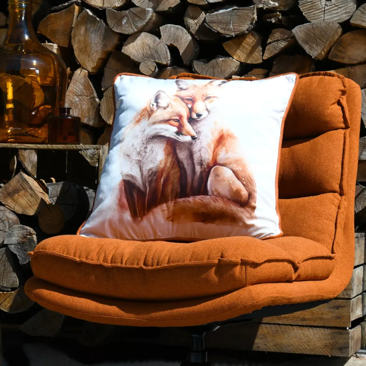 Cuscino quadrato (50 x 50 cm) Fauna Arancione