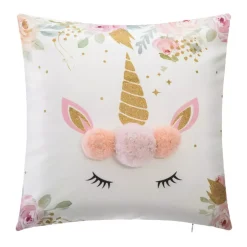Cuscino quadrato (40 x 40 cm) Unicorno Pon pon Multicolore