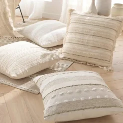 Cuscino quadrato cotone tessuto (60 x 60 cm) Atlas Beige