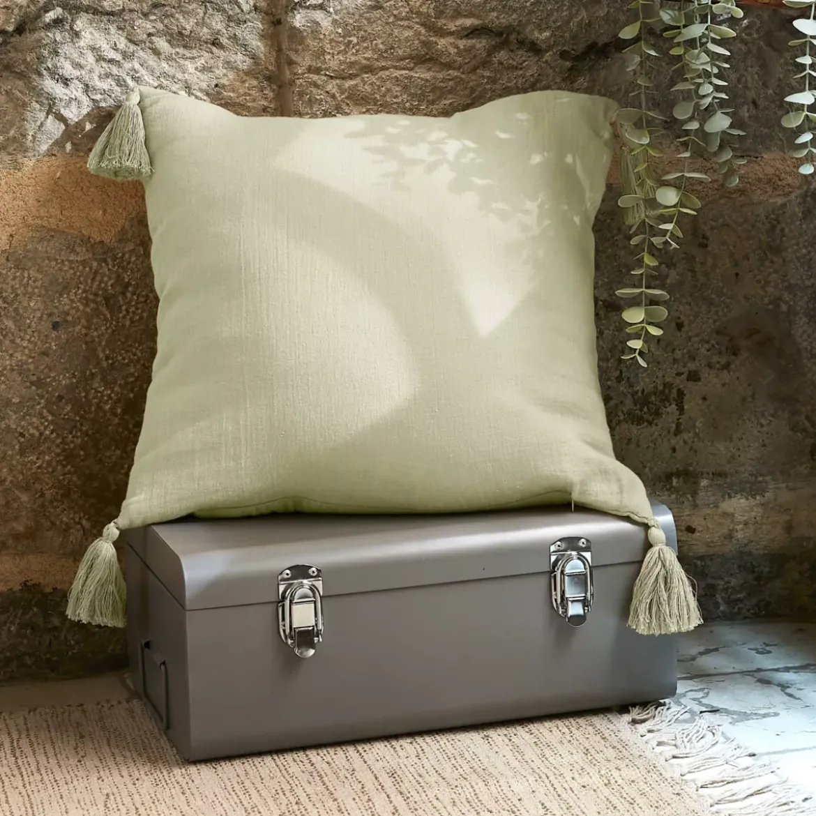 Cuscino quadrato garza di cotone (40 cm) Gaïa Verde tiglio