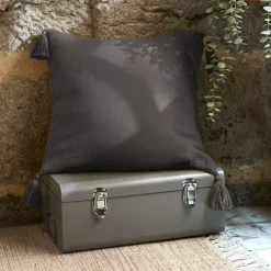 Cuscino quadrato garza di cotone (40 cm) Gaïa Grigio granito
