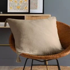 Cuscino quadrato garza di cotone (60 x 60 cm) Gaïa Marrone corda