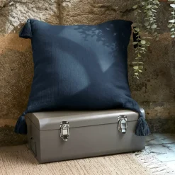 Cuscino quadrato garza di cotone (40 cm) Gaïa Blu notte