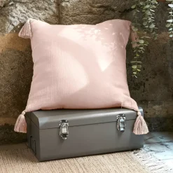 Cuscino quadrato garza di cotone (40 cm) Gaïa Rosa cipria