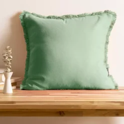 Cuscino quadrato in cotone (45 x 45 cm) Pixel frange Verde menta