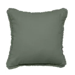 Cuscino quadrato in cotone (45 x 45 cm) Pixel con frange Verde cachi