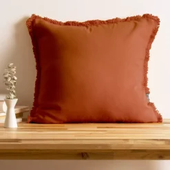 Cuscino quadrato in cotone (45 x 45 cm) Pixel frange Terracotta