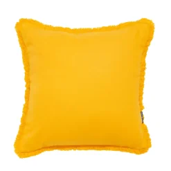 Cuscino quadrato in cotone (45 x 45 cm) Pixel con frange Giallo senape