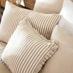 Cuscino quadrato in doppia garza di cotone (45 x 45 cm) Gaïa a righe Corda