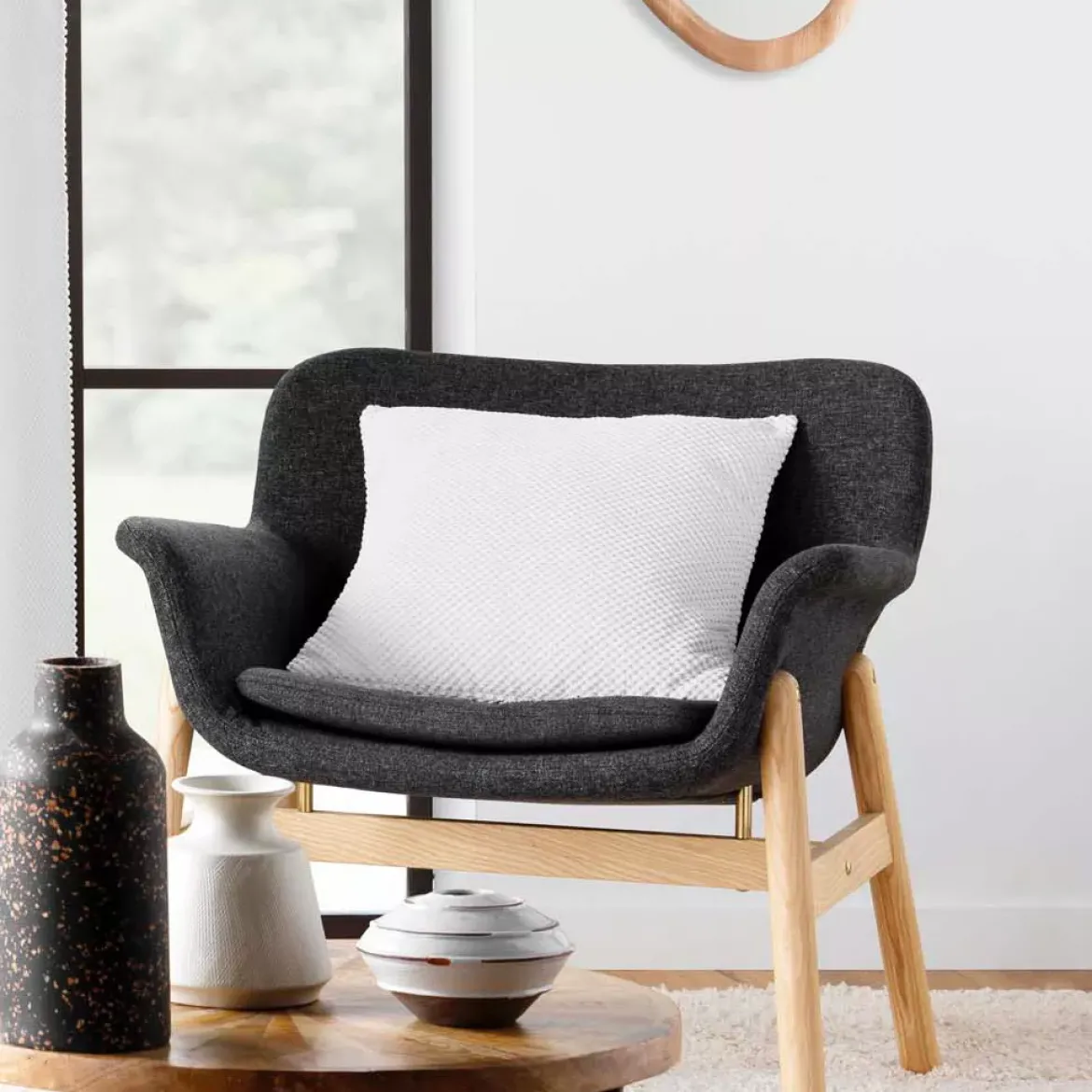 Cuscino quadrato in flanella in rilievo (45 x 45 cm) Java Bianco