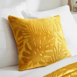 Cuscino quadrato in flanella (45 x 45 cm) Flore Giallo senape