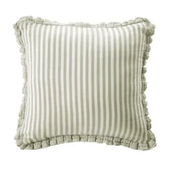 Cuscino quadrato in garza di cotone (45 x 45 cm) Gaïa a righe Verde eucalipto