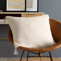 Cuscino quadrato in garza di cotone (60 x 60 cm) Gaïa Beige pampa