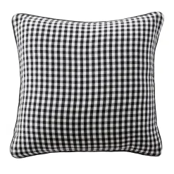 Cuscino quadrato in garza di cotone (45 x 45 cm) Gaïa vichy Nero