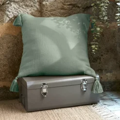 Cuscino quadrato in garza di cotone (40 x 40 cm) Gaia Verde eucalipto