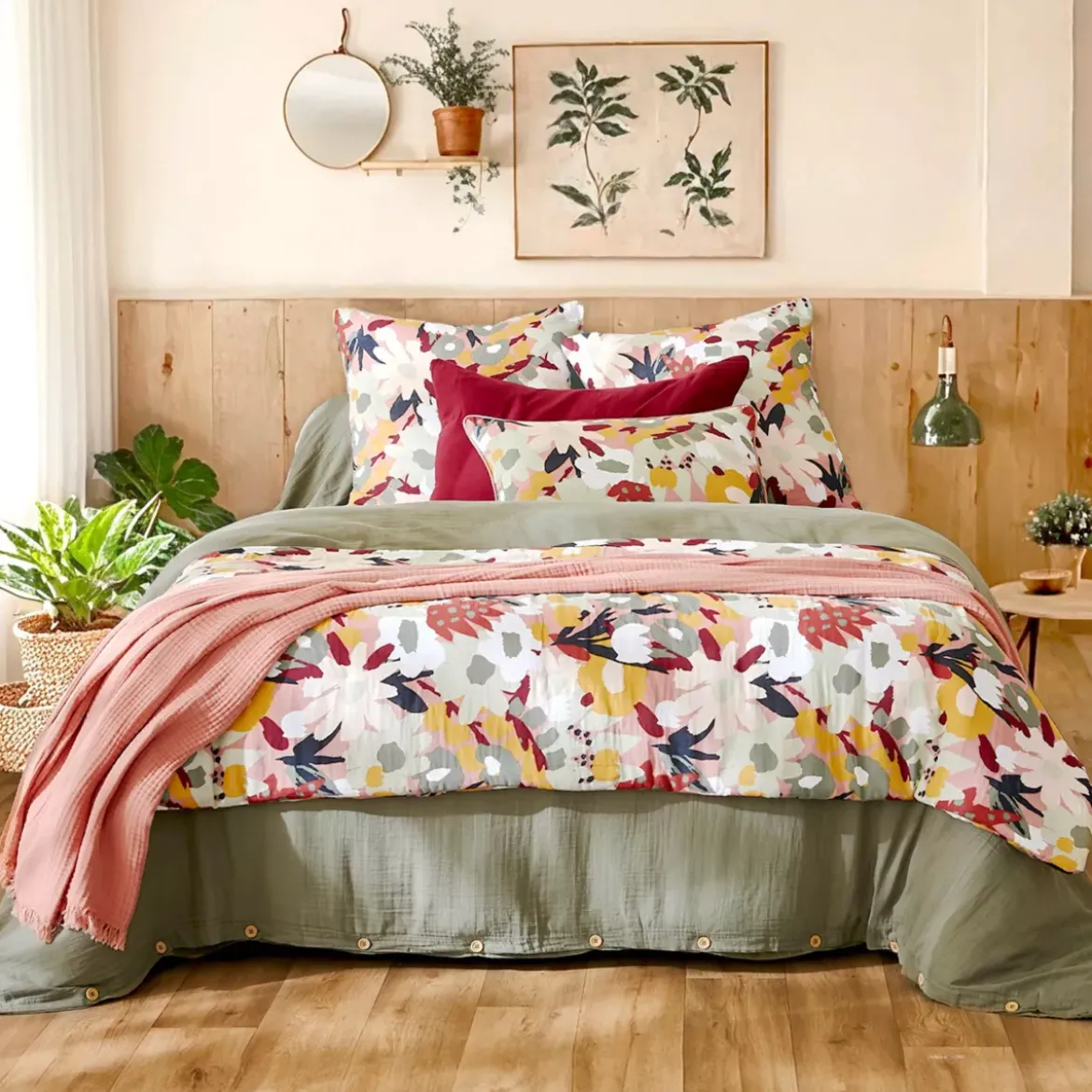Cuscino quadrato in garza di cotone (45 x 45 cm) Azel Multicolore