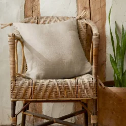Cuscino quadrato lino lavato (45 cm) Louise Beige
