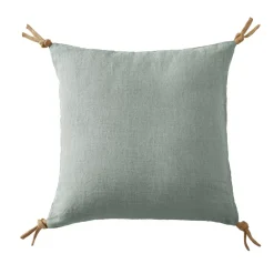 Cuscino quadrato lino lavato (45 cm) Louise Verde eucalipto