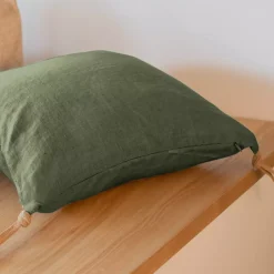 Cuscino quadrato lino lavato (45 cm) Louise Verde rosmarino
