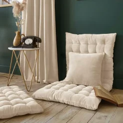 Cuscino quadrato velluto di cotone (45 x 45 cm) Victor Beige pampa