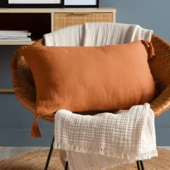Cuscino rettangolare garza di cotone (40 x 60 cm) Gaïa Albicocca