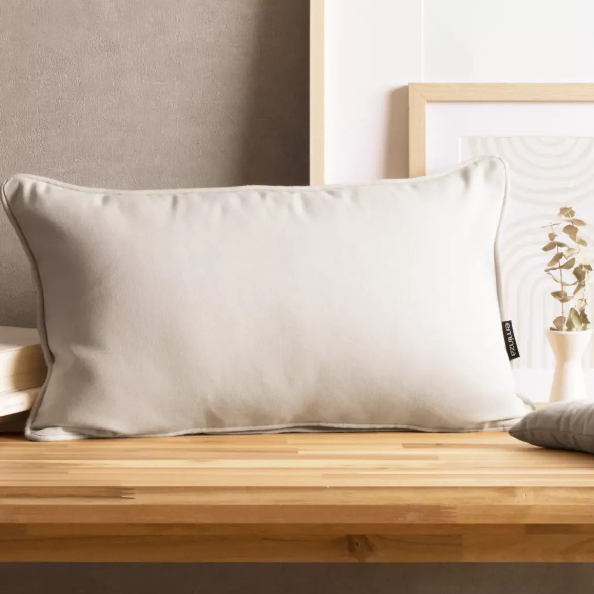 Cuscino rettangolare in cotone (30 x 50 cm) Pixel Beige