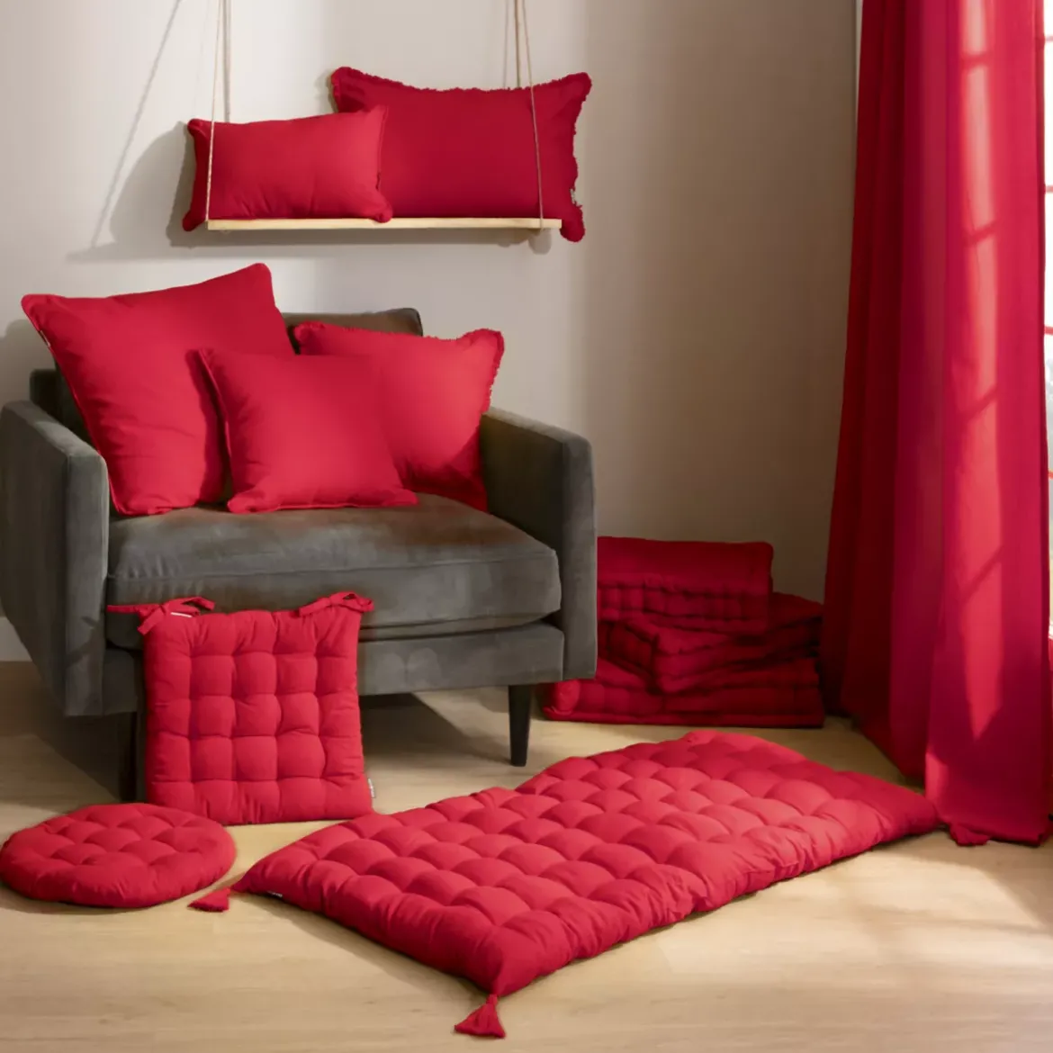 Cuscino rettangolare in cotone (30 x 50 cm) Pixel Rosso