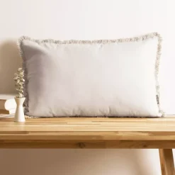Cuscino rettangolare in cotone (40 x 60 cm) Pixel frange Beige