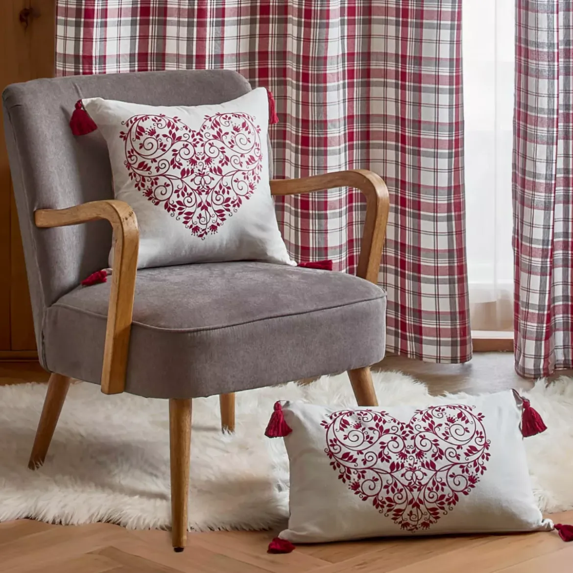 Cuscino rettangolare in cotone (30 x 50 cm) Megeve Rosso