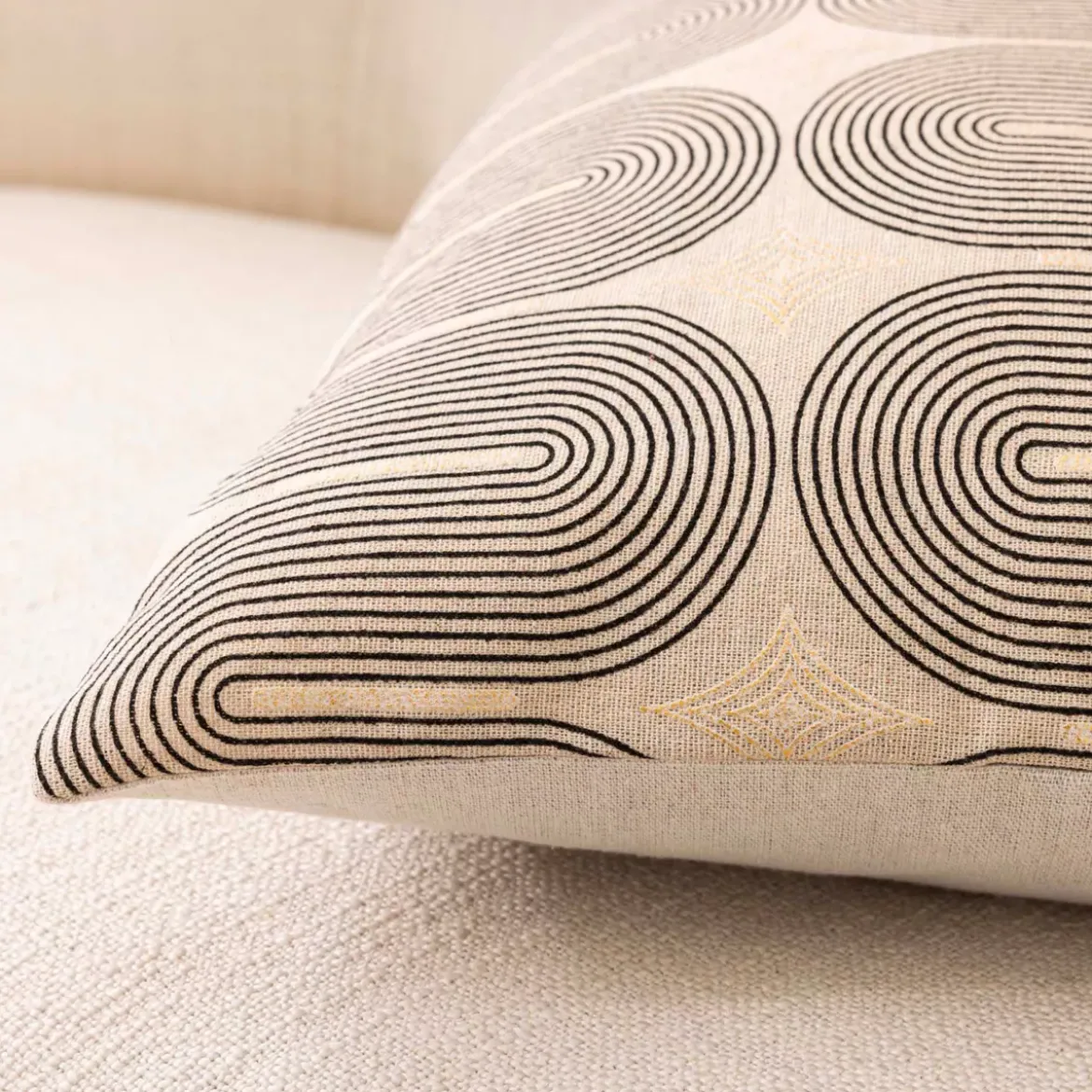 Cuscino rettangolare in cotone (40 x 60 cm) Ondine Nero
