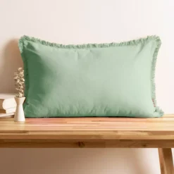 Cuscino rettangolare in cotone (40 x 60 cm) Pixel frange Verde menta