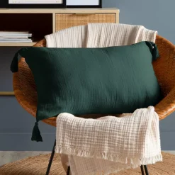Cuscino rettangolare in doppia garza di cotone (40 x 60 cm) Gaïa Verde Abete