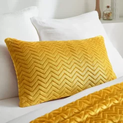 Cuscino rettangolare in flanella (40 x 60 cm) Zag Giallo senape