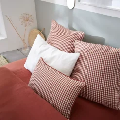 Cuscino rettangolare in garza di cotone (40 x 60 cm) Gaïa vichy Terracotta